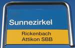 (176'794) - ZVV/PostAuto-Haltestellenschild - Rickenbach Sulz, Sunnezirkel - am 28.