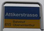 (179'653) - ZVV/PostAuto-Haltestellenschild - Wiesendangen, Attikerstrasse - am 16. April 2017