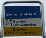 (192'958) - ZVV/PostAuto-Haltestellenschild - Wiesendangen, Gemeindehaus - am 10.