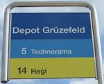 (165'899) - SBW-Haltestellenschild - Winterthur, Depot Grzefeld - am 26.