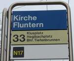 (178'491) - ZVV-Haltestellenschild - Zrich, Kirche Fluntern - am 10.