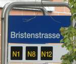 (256'291) - ZVV-Haltestellenschild - Zrich, Bristenstrasse - am 21.