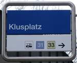 (260'127) - ZVV-Haltestellenschild - Zrich, Klusplatz - am 4.