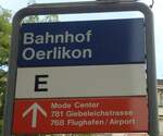 (134'869) - ZVV-Haltestellenschild - Zrich-Oerlikon, Bahnhof - am 10.