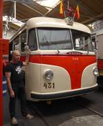 (198'847) - DPP Praha - Nr. 431 - Tatra Trolleybus (ex DPB Bratislava; ex DPMIJ Liberec; ex DPP Praha Nr. 431) am 20. Oktober 2018 in Praha, PNV-Museum (Teilaufnahme)